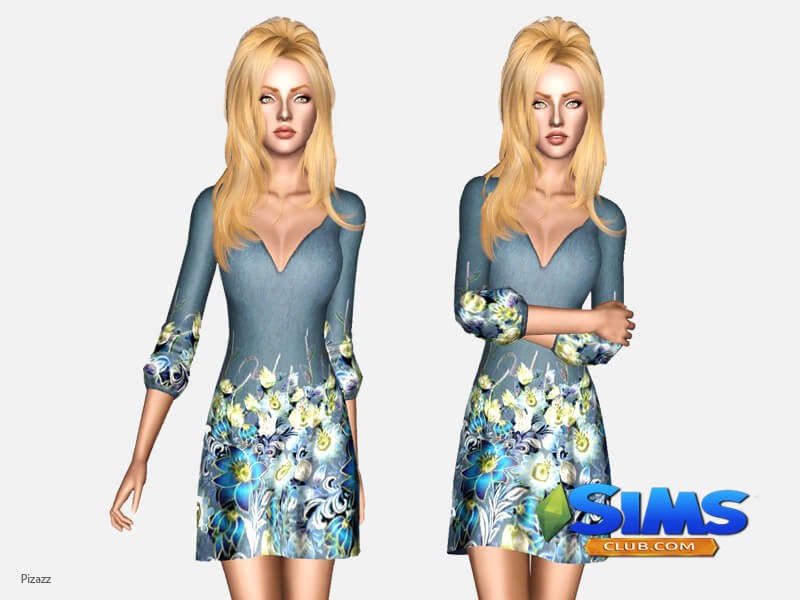 Платье Floral Cocktail Dress для Симс 3 | Скриншот 3
