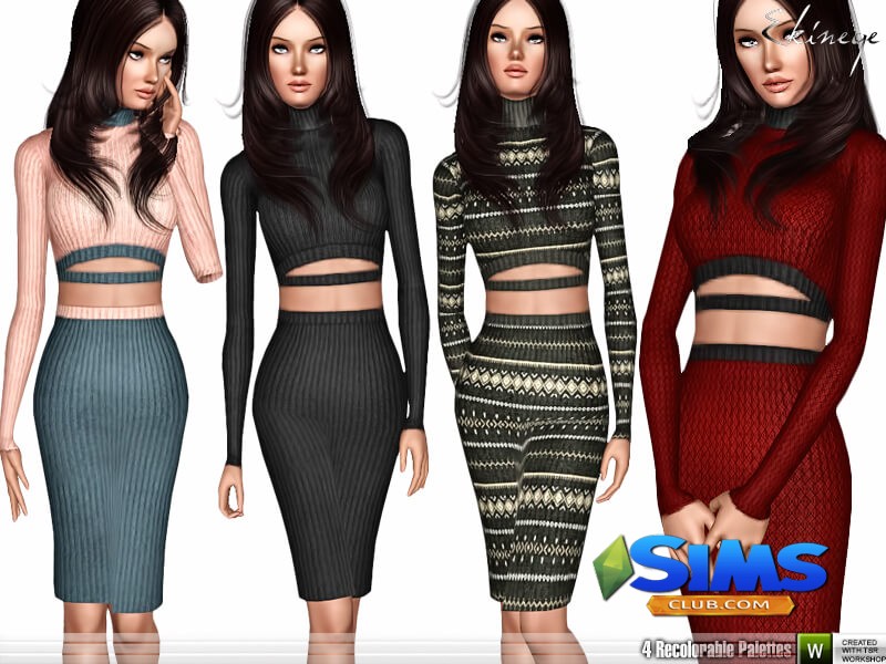 Платье Two Piece Knit Dress для Симс 3 | Скриншот 1