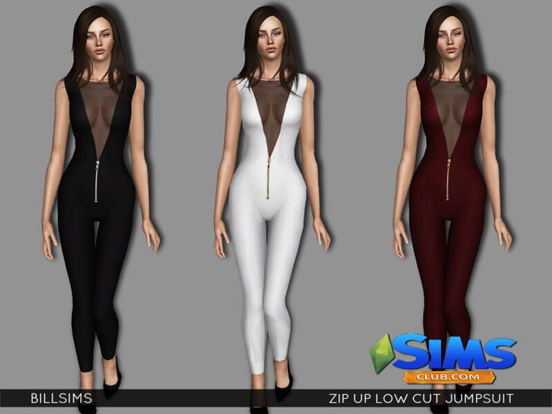 Комбинезон Zip Up Low Cut Jumpsuit для Симс 3 | Скриншот 1
