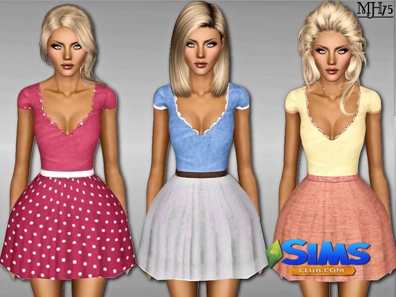 Платье S3 Frilly Spring для Симс 3 | Скриншот 1