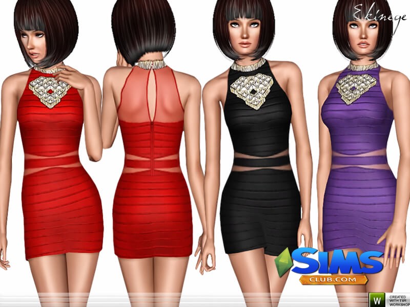 Платье Beaded Bandage Dress для Симс 3 | Скриншот 4
