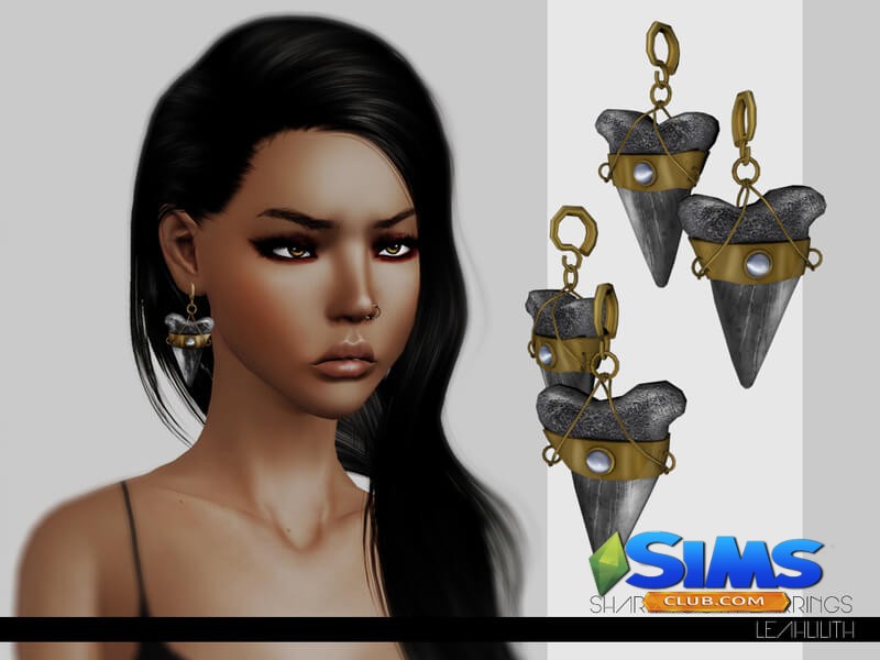 Серьги LeahLillith Shark Tooth Earrings для Симс 3 | Скриншот 4