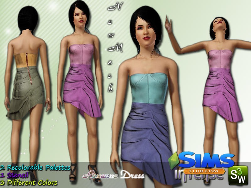 Платье Roxanne для Симс 3 | Скриншот 4