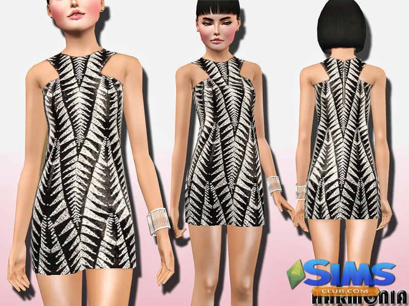 Платье Sequin-Embellished Mini-Dress для Симс 3 | Скриншот 4