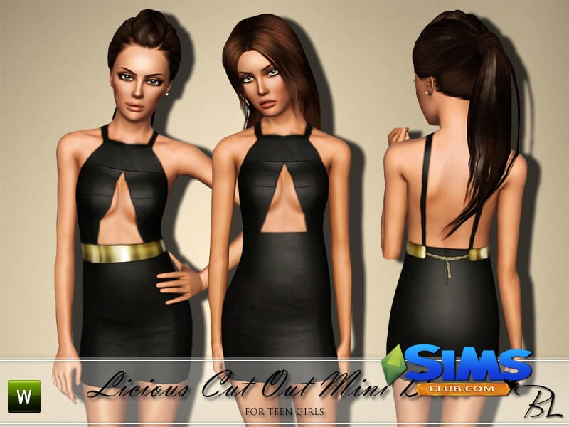 Платье Teen Licious Cut Out Mini Dress для Симс 3 | Скриншот 8
