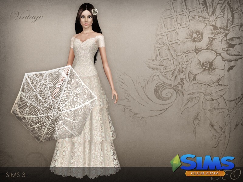 Платье Vintage Wedding Dress 38 для Симс 3 | Скриншот 1