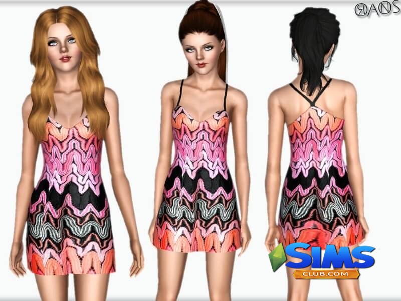 Платье Zig Zag Mono Knit Dress для Симс 3 | Скриншот 4