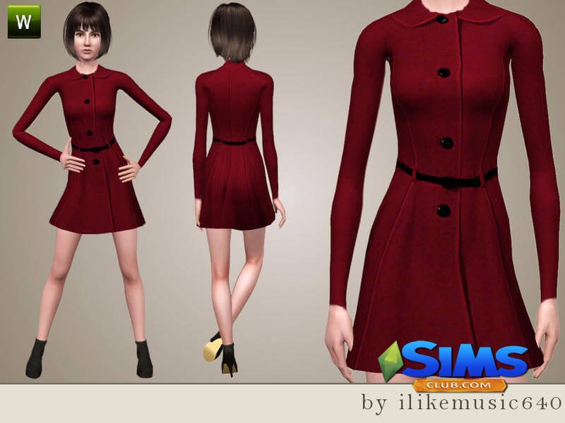 Платье Coat Dress AF для Симс 3 | Скриншот 1