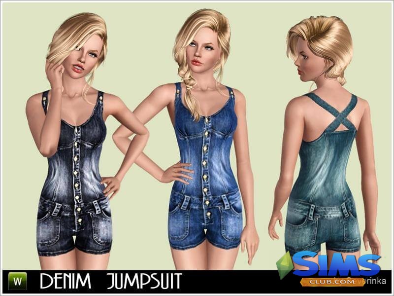 Комбинезон Denim Jumpsuit af для Симс 3 | Скриншот 6