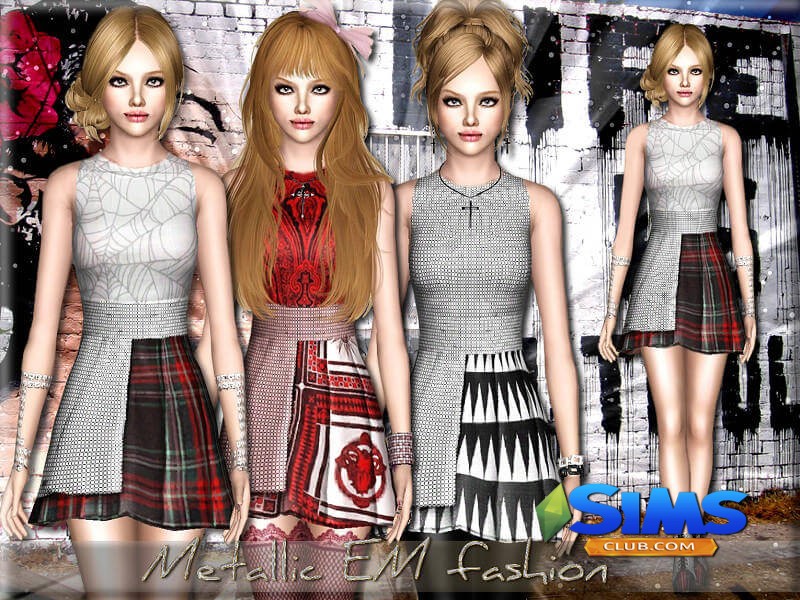 Платье Metallic EM fashion для Симс 3 | Скриншот 3