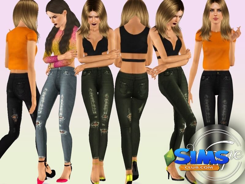 Джинсы Skinny Jeans with Ripped Knees для Симс 3 | Скриншот 1