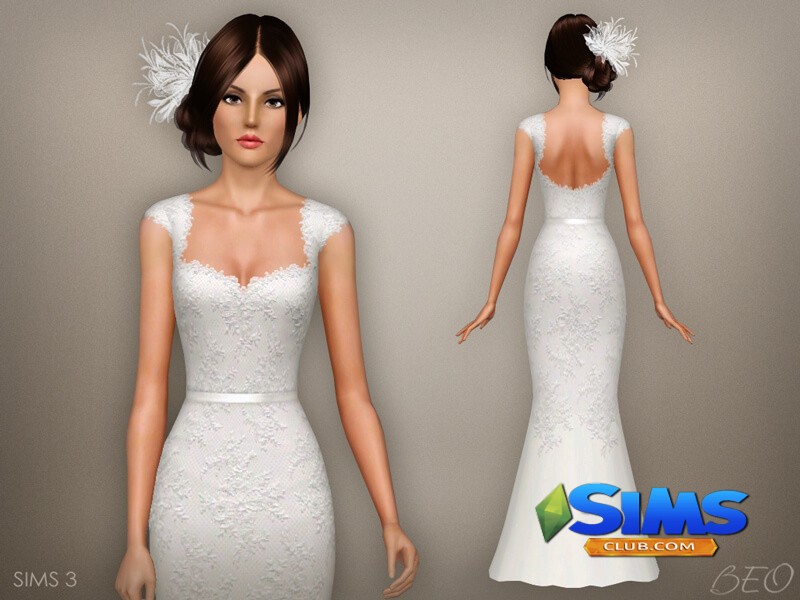 Платье Wedding dress 48 для Симс 3 | Скриншот 2