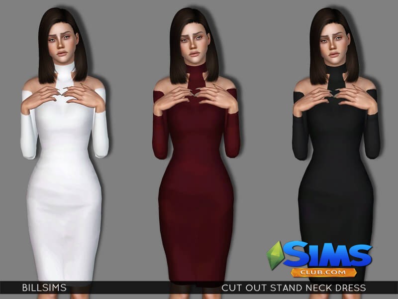 Платье Cut Out Stand Neck Dress для Симс 3 | Скриншот 6