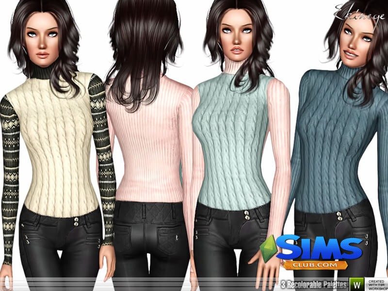 Свитер Turtleneck Sweater Top для Симс 3 | Скриншот 3