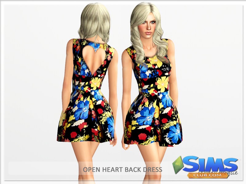 Платье Open heart back dress для Симс 3 | Скриншот 5