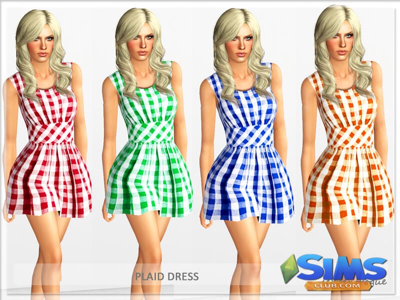 Платье Plaid Dress для Симс 3 | Скриншот 3