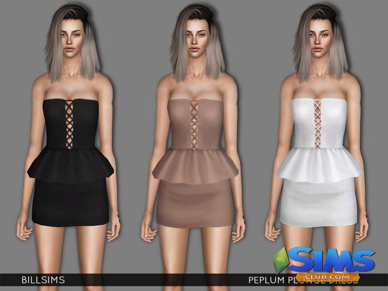 Платье Peplum Plunge Dress для Симс 3 | Скриншот 5