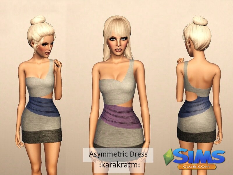 Платье Asymmetric Wrap Dress для Симс 3 | Скриншот 2