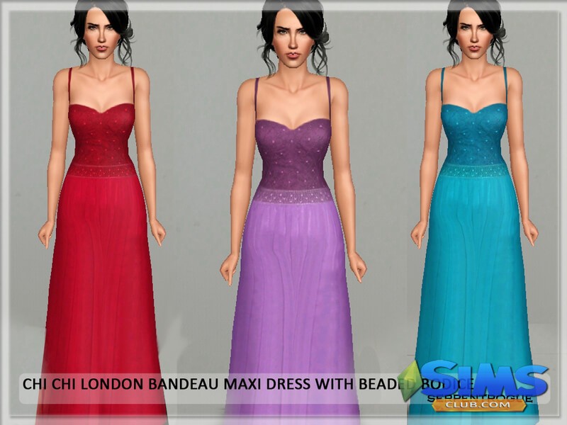 Платье Chi Chi London Bandeau для Симс 3 | Скриншот 1