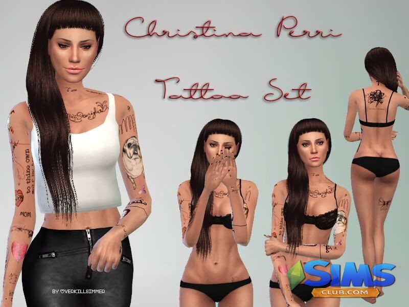 Татуировка Christina Perri Tattoo Set для Симс 4 | Скриншот 10
