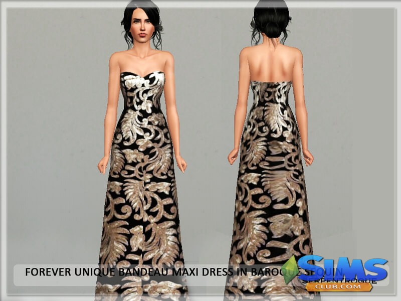Платье Forever Unique Bandeau для Симс 3 | Скриншот 2