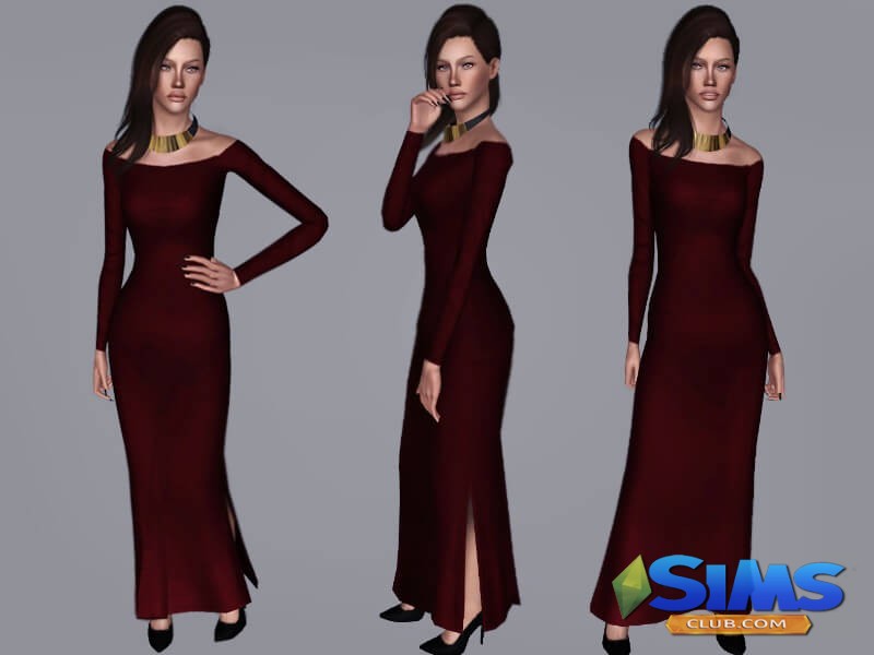 Платье Low Sleeves Dress для Симс 3 | Скриншот 1