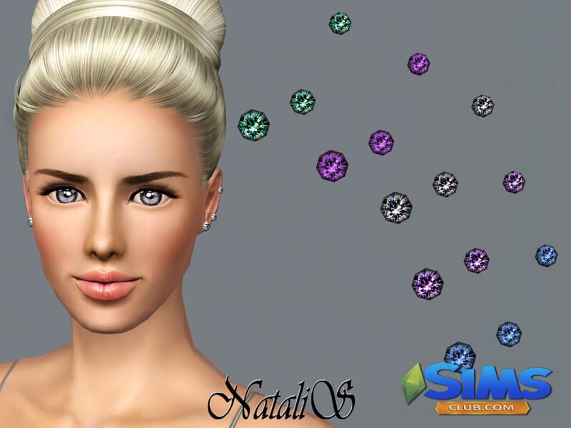Серьги NataliS Modern triple crystals для Симс 3 | Скриншот 2