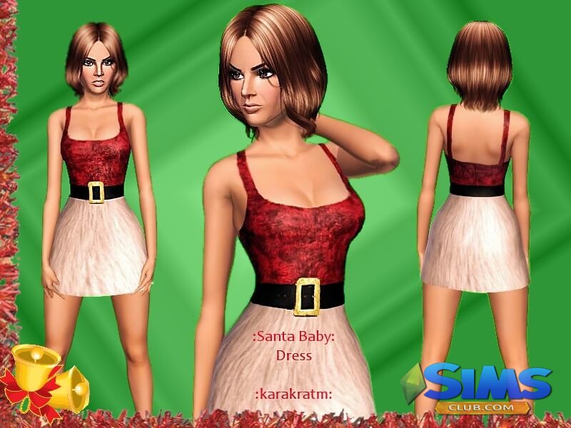 Платье Santa Baby Christmas Dress для Симс 3 | Скриншот 5