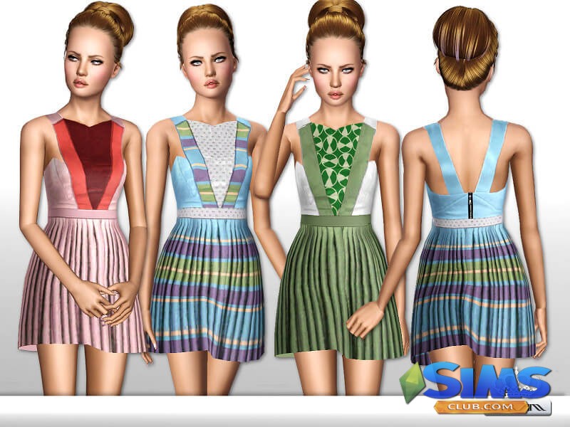 Платье Teen Plisse Dress для Симс 3 | Скриншот 3