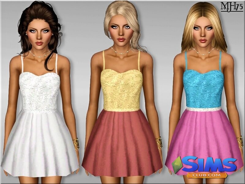 Платье S3 Lace Skater для Симс 3 | Скриншот 3