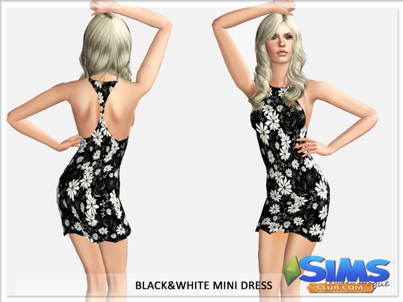 Платье Black&White Mini Dress для Симс 3 | Скриншот 5