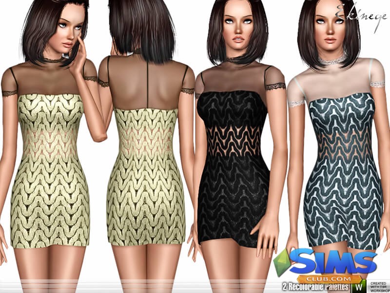 Платье Wavy Guipure Lace Dress для Симс 3 | Скриншот 2