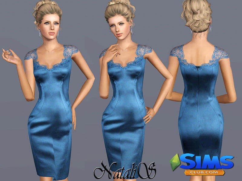 Платье Delicate lace satin dress FA-YA для Симс 3 | Скриншот 6