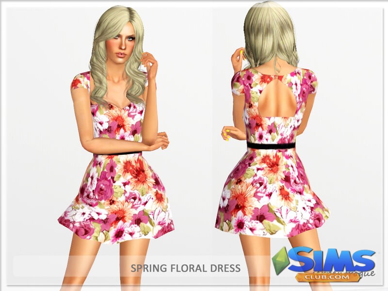 Платье Spring Floral Dress для Симс 3 | Скриншот 6