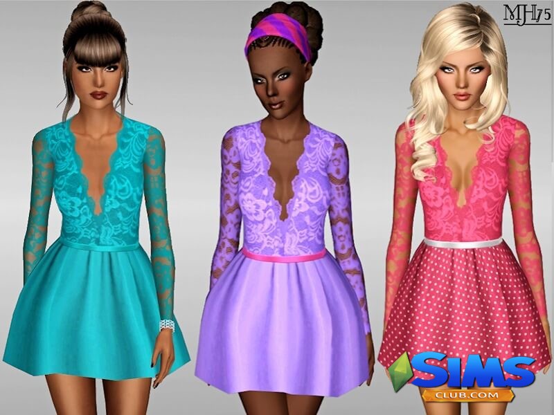 Платье S3 Little Lucky Dress для Симс 3 | Скриншот 4