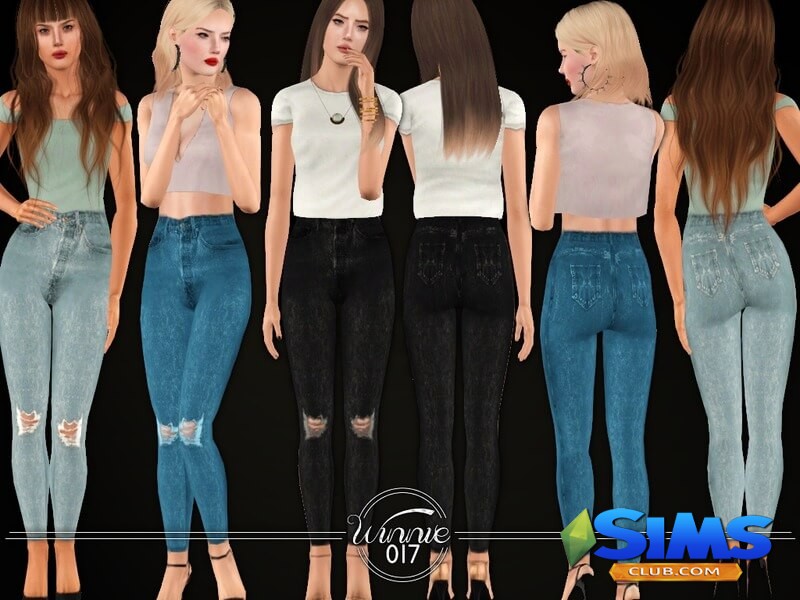 Джинсы Rip Jeans (High Waist) для Симс 3 | Скриншот 5