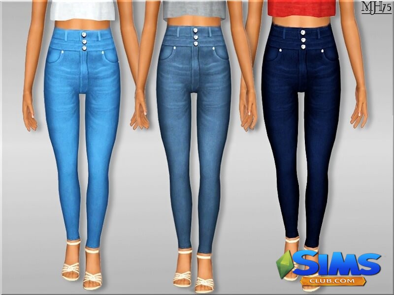 Джинсы S3 High Waist Skinny Jeans [Teen] для Симс 3 | Скриншот 4