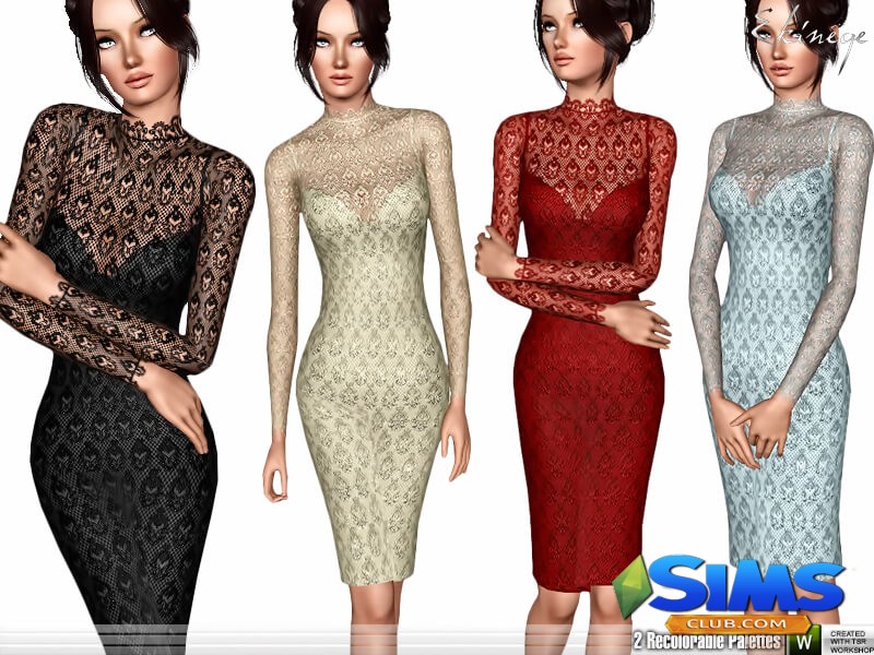 Платье Lace And Tulle Dress для Симс 3 | Скриншот 6