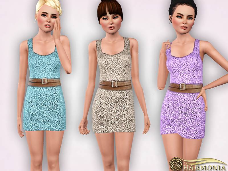 Платье TEEN ~ Crocheted Cotton-Blend Dress для Симс 3 | Скриншот 9
