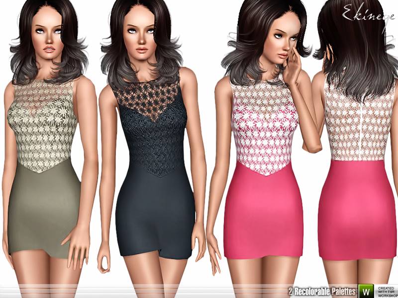 Платье Lace Bodice Mini Dress для Симс 3 | Скриншот 9