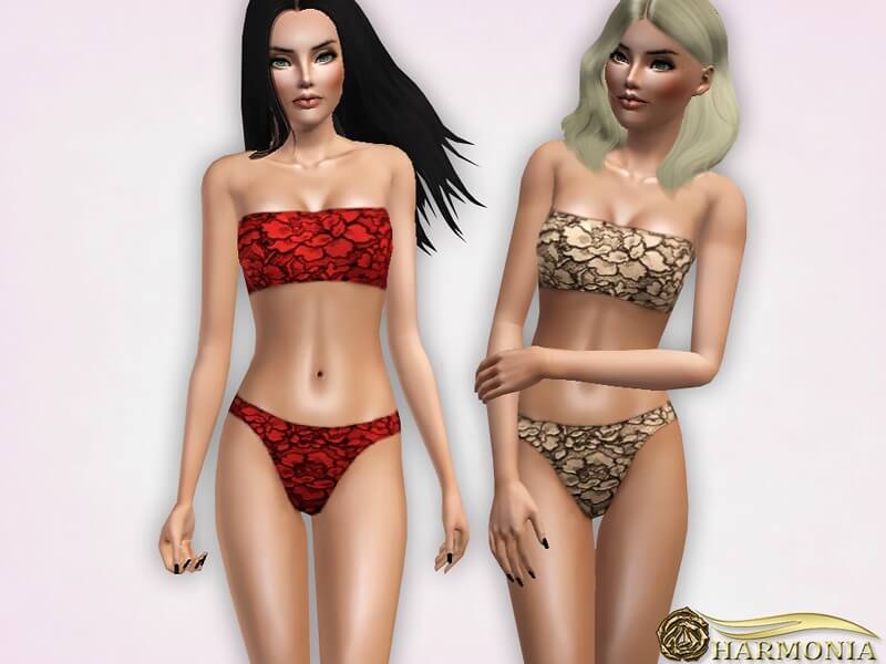 Бельё Lace Overlay Bikini Set для Симс 3 | Скриншот 8