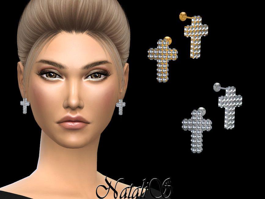 Серьги NataliS_Diamond pave cross earrings | Скриншот 3